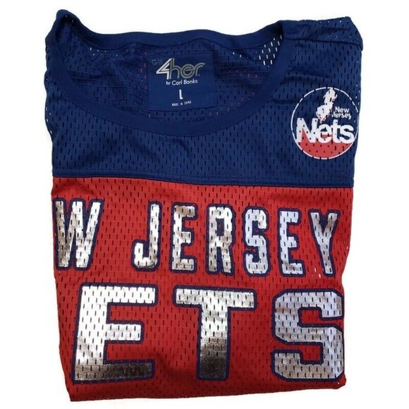 NBA New Jersey Nets Womens First Team Mesh Top GIII For Her Red Blue Size Large - Picture 5 of 5